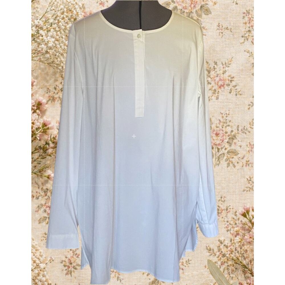 J Jill White Shirt Collection Womens L Stretch Tunic Blouse NWT $79 - Picture 2 of 10